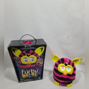 Hasbro FURBY Boom Interactive Toy Pink Black Stripes Yellow 2013- Tested